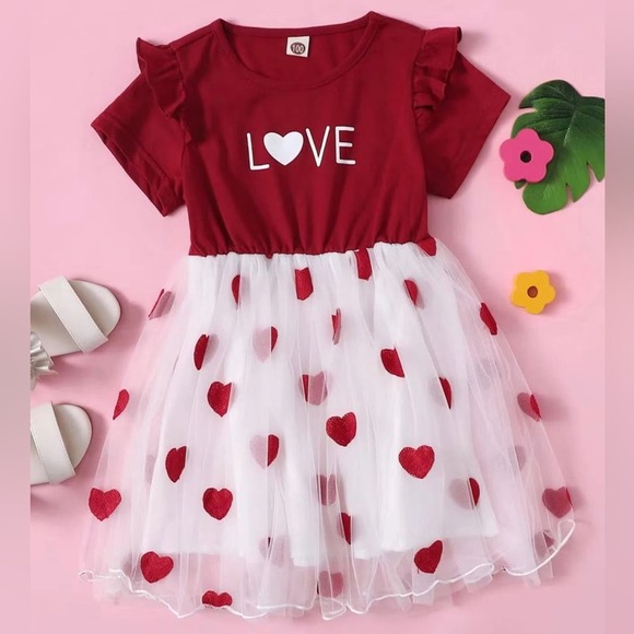 SBV Other - Valentine Love Ruffle Dress with Embroidered heart tutu 5/6